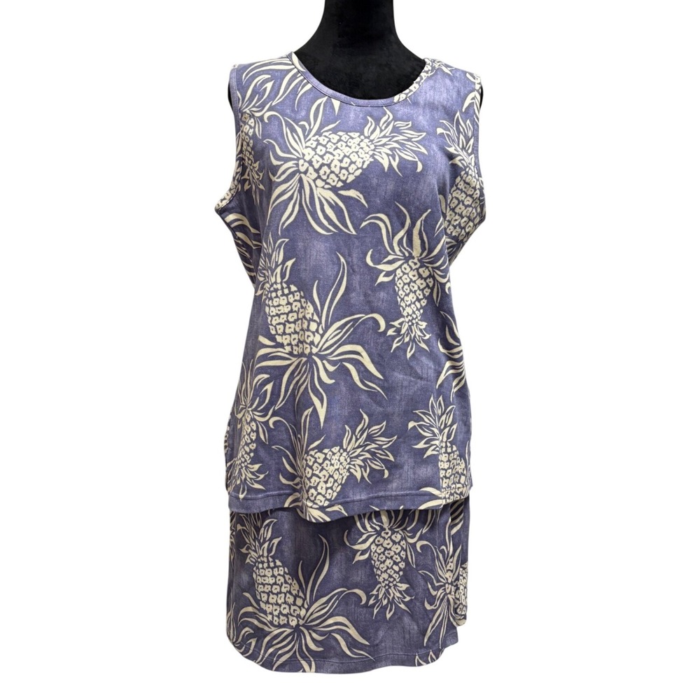 VTG Tommy Bahama Skirt Set Silk Blend Pineapple Print Medium EUC